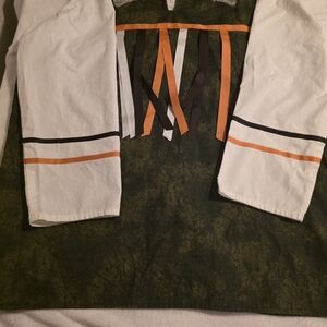 Handmade Green and White Long Sleeve Top with Ribbon Accents